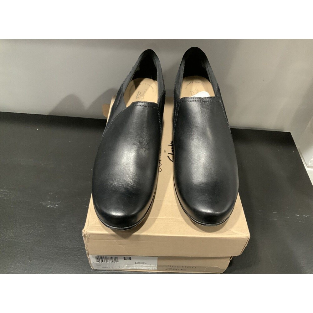 Clarks Comfort Emily Amelia Black Leather Slip-On Size 10 M / NWB